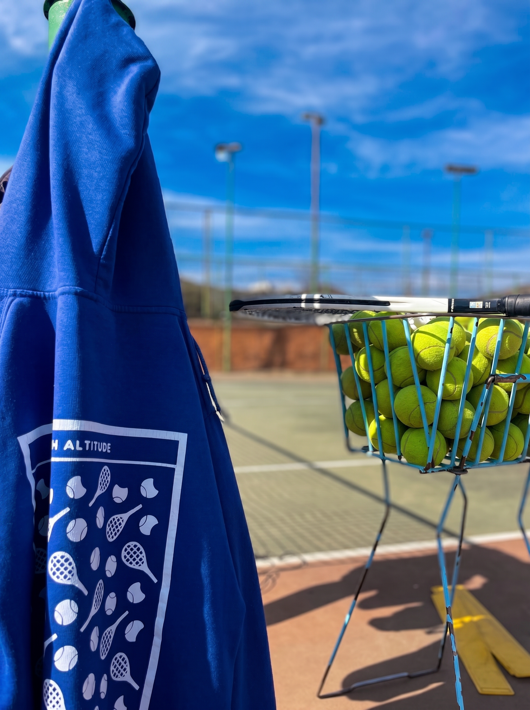 Tennis balls in a hopper